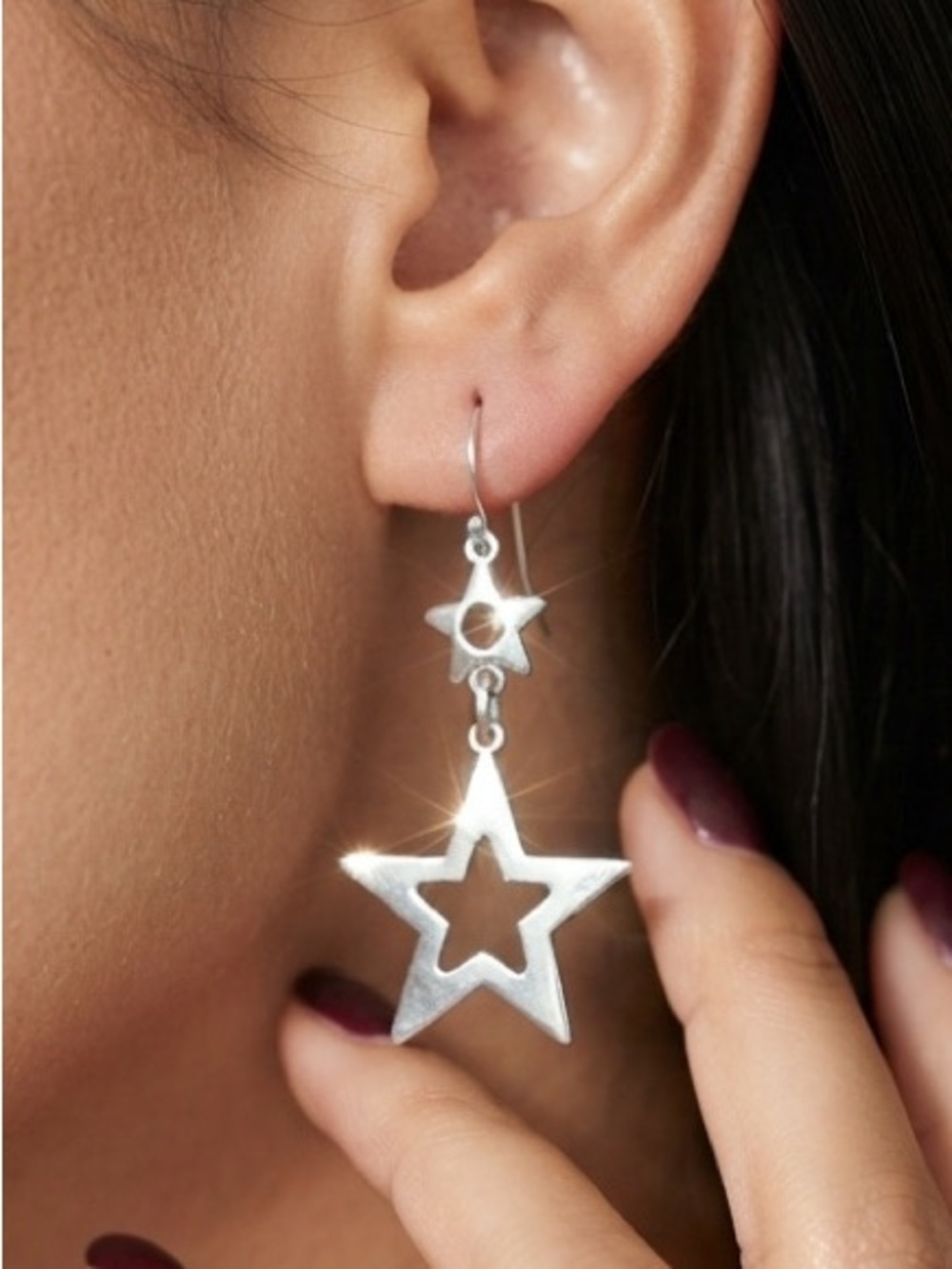 Classic Silver Star Dangle Earrings - Women Jewelry